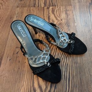 Simonelli Black studded gem sandal heels